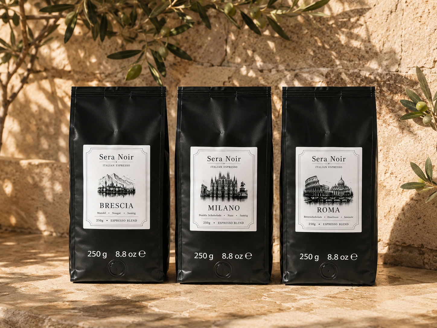 Sera Noir Probierbundle - 3 x 250g Drei Kaffeesorten. Ein besonders Gefühl.